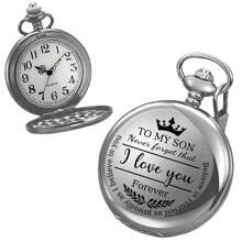 1pc Pocket Watch Necklace Engraved With Retro Steampunk Pocket Watch, Best Man Pocket Watch Gift, Wedding Party Gift, Personalized Retro Pocket Watch Gift For Father And Son On Father's Day, Holiday And Anniversary Gift For Boyfriend - Silver - View 15