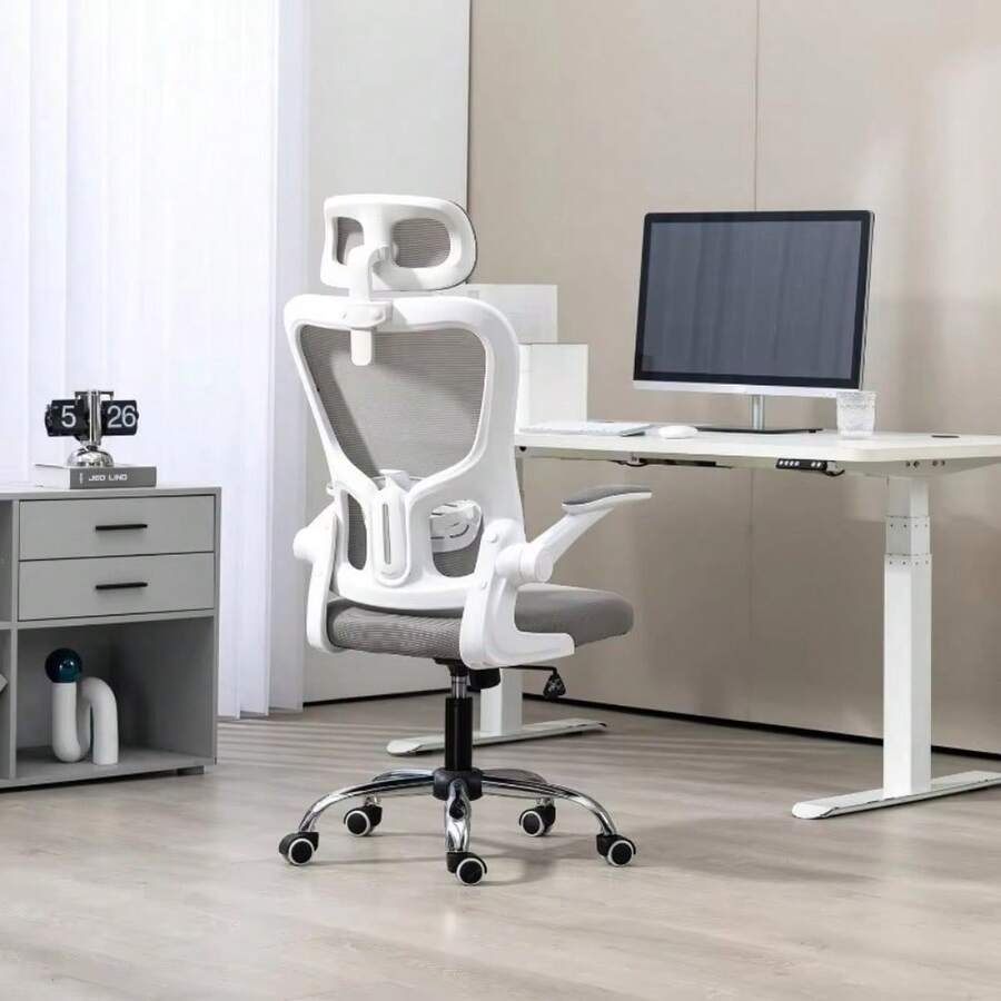 Ergonomic Office Chair High Back Mesh Back Adjustable Headrest FlipUp