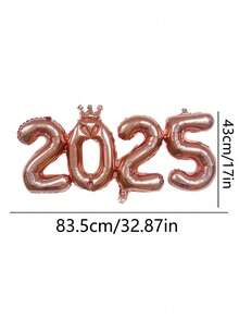 1 个 2025 充气气球，Hello 充气气球，跨年晚会充气气球套装，金色 2025 充气气球，皇冠数码铝膜气球，跨年晚会装饰，圣诞家居装饰，派对装饰，充气气球，商场装饰 - 玫瑰金1pc - 查看 3