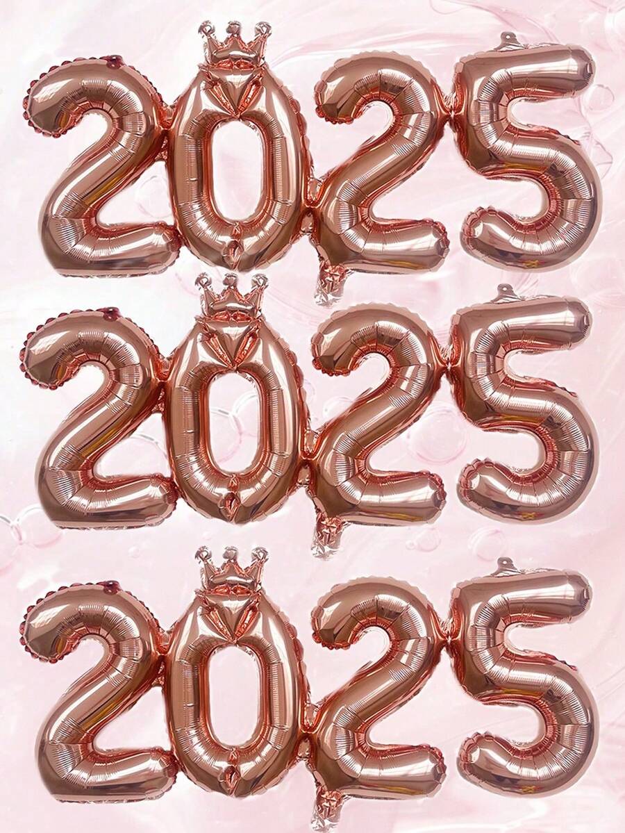 1 个 2025 充气气球，Hello 充气气球，跨年晚会充气气球套装，金色 2025 充气气球，皇冠数码铝膜气球，跨年晚会装饰，圣诞家居装饰，派对装饰，充气气球，商场装饰 - 玫瑰金1pc - 查看 1