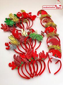 5/10pcs Random Christmas Element Hair Hoop, Suitable As Christmas Gift For Girls - Multicolor - View 7