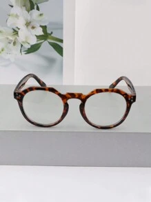 时尚街头风格眼镜，豹纹镜框，PC 材质，透明镜片，适合阅读或派对装扮
