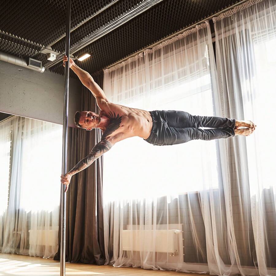 85-106in Silver Professional Dancing Pole, Spinning Static Dancing Pole Kit, Portable Removable Pole, 45mm Heavy-Duty Stainless Steel Pole, Height Adjustable Fitness Pole, For Exercise Home Club Gym, Silver - 銀色 - 查看 1