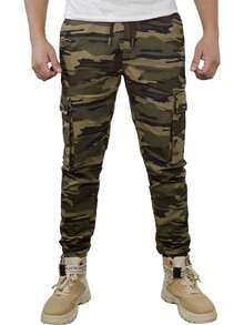Skinny Camouflage Cargo Jogger Pants Gabardine Style