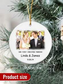 1 pezzo Palline di Natale personalizzate con foto e nome - Palline di Natale personalizzate con foto 2024, palline di Natale per alberi di Natale, decorazioni natalizie, regali di Natale - Stile A - Visualizzare 3