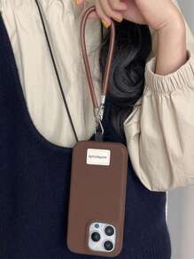 Leather Lanyard Style PU Leather Bracelet Hanging Rope Phone Case Compatible With IPhone 17 Pro Max Air 16 15 13 14 12 Pro Max Plus 11 Stylish Soft Cover Litchi Texture Shockproof Back Cover March Spring Gift - Brown - View 3