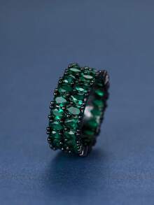 Nhẫn đính hôn bằng đá Cubic Zirconia hình giọt nước pha lê trắng sang trọng dành cho nữ Trang sức cưới màu vàng vàng dễ thương dành cho phụ nữ - Vàng - Xem 10