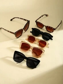 1 件女士休闲 PC（聚碳酸酯）太阳镜，带几何图案，日常佩戴 - 彩色 - 查看 11