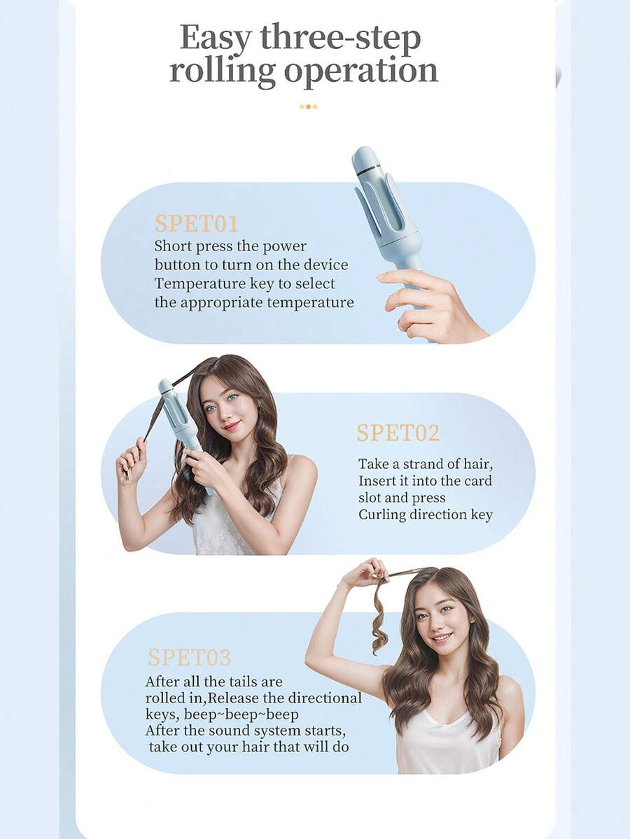 Automatic Curler 32mm Barrel, 4 Temperature Modes, Negative Ion