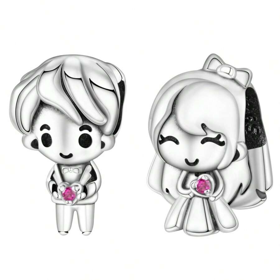 MISEFF Mới 1 Chiếc Bạc Sterling S925 Mặt Dây Chuyền Đẹp, Mặt Dây Chuyền Nam Cỏ Bốn Lá Màu Hồng Tình Yêu Vô Hạn Hạt May Mắn Cho Vòng Tay DIY Phụ Kiện Làm Trang Sức Cao Cấp Quà Tặng Sinh Nhật Thời Trang Quà Tặng Ngày Lễ Tình Nhân - Bạc - Xem 1