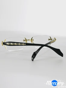 2024 New Frameless Trimmed Carved Decor Men's Fashion Business Casual All-Match Personalized Decoration Glasses