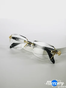 2024 New Frameless Trimmed Carved Decor Men's Fashion Business Casual All-Match Personalized Decoration Glasses