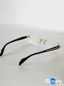 2024 New Frameless Trimmed Carved Decor Men's Fashion Business Casual All-Match Personalized Decoration Glasses