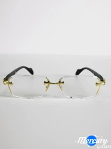 2024 New Frameless Trimmed Carved Decor Men's Fashion Business Casual All-Match Personalized Decoration Glasses