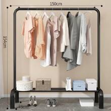Tendedero de ropa para el hogar, balcón de pie, dormitorio, perchero pequeño, unipolar, dormitorio, ropa interior, varilla de secado al por mayor - Negro - Ver 2
