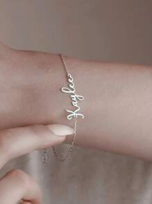1PC Customized Stainless Steel Multi Font Name Silver Bracelet - Hand-Made Personalized Jewelry, Perfect Gift For Mother, Sisters And Best Friend On Mother's Day And Other Occasions, Personalized Christmas Gift