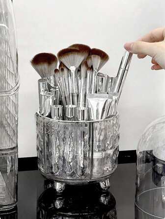 旋转式化妆刷收纳盒带盖，桌面化妆品收纳管，大容量，防尘，网格分隔，适合收纳眉笔和眉刷，家居装饰包，化妆包，梳妆台，旅行，化妆包，收纳，化妆品整理盒，化妆包，洗漱包，桌面收纳盒，化妆包，化妆袋，化妆品整理盒，梳妆台配件，化妆袋，化妆包，首饰盒，化妆刷架，化妆刷架，香水收纳盒，化妆包，女士礼物，圣诞礼物，女士礼物创意