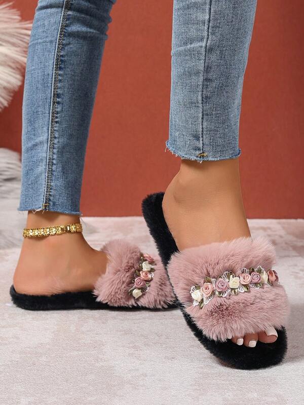 نعال نسائية فرائية جديدة لفصل الخريف/الشتاء، نعال شرائح مريحة وفاخرة، نعال منزلية مسطحة سهلة الارتداء، نعال فرائية طويلة للنساء