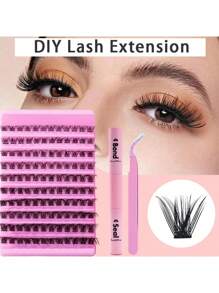 30/40/50/60/80/100D 8-16 mm D Curl Kit de extensión de pestañas con unión de pestañas y pegamento de sellado, grupos de pestañas, herramientas de maquillaje, kit de extensión de pestañas DIY para pegar pestañas,pestañas pestans extensiones de pestañas