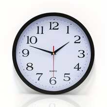 1pc Simple Round Wall Clock, Suitable For Living Room, Kitchen, Bedroom, Home Decor, Plastic Material, Battery Powered, Applicable For Dining Room, Bathroom, Office, Home Decoration, Room Decor, Birthday, Graduation, Dorm, Back To School, Christmas And Other Occasions