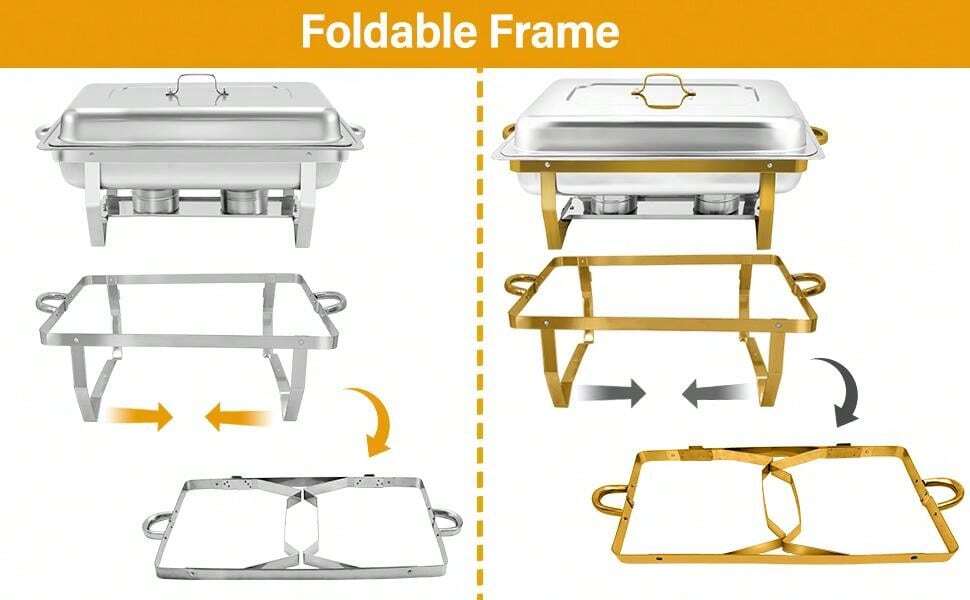 9 Qt Chafing Dish Buffet Sets,Gold&Sliver Combination Set,FullSize