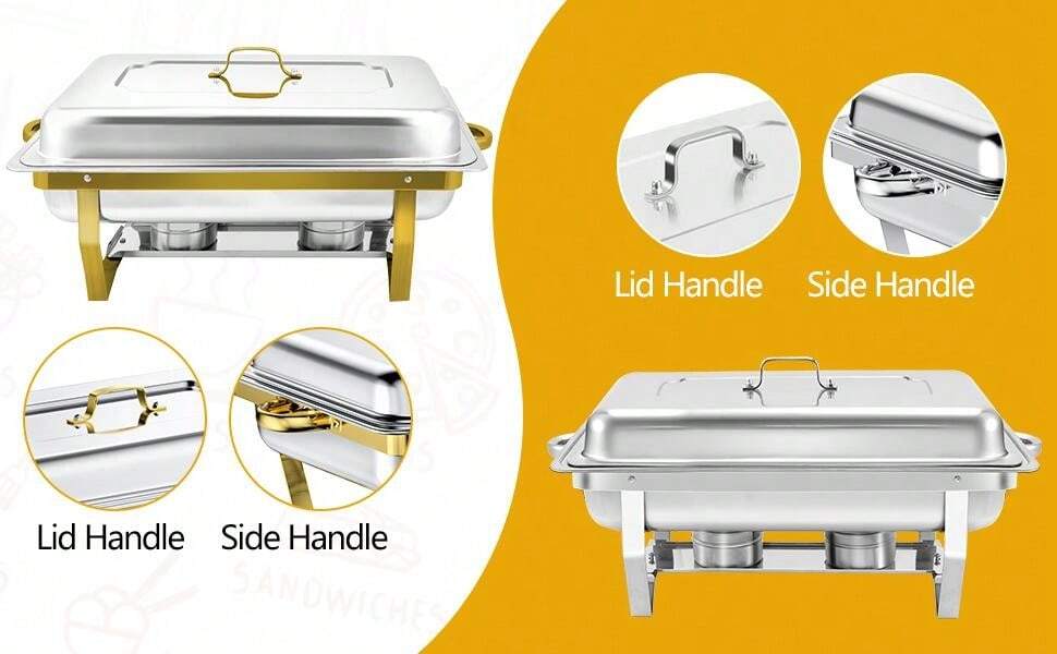 9 Qt Chafing Dish Buffet Sets,Gold&Sliver Combination Set,FullSize