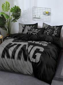 Bộ chăn ga gối đệm 3 món họa tiết tối giản màu xám và đen hiện đại cho giường King - Bộ chăn ga gối đệm mềm mại và thoải mái cho phòng ngủ, phòng khách và ký túc xá (1 vỏ chăn + 2 vỏ gối) - Nhiều màu - Xem 6