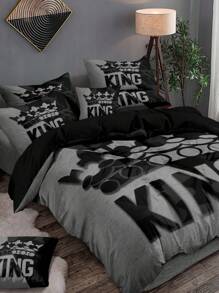 Bộ chăn ga gối đệm 3 món họa tiết tối giản màu xám và đen hiện đại cho giường King - Bộ chăn ga gối đệm mềm mại và thoải mái cho phòng ngủ, phòng khách và ký túc xá (1 vỏ chăn + 2 vỏ gối) - Nhiều màu - Xem 5