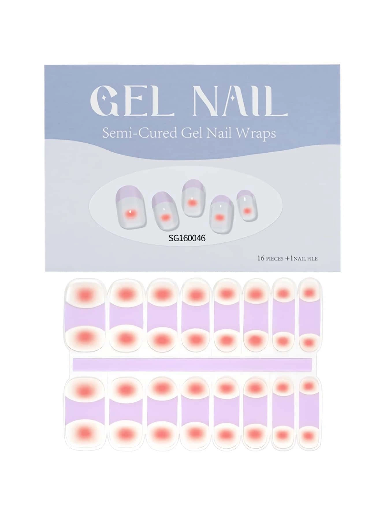 1box Natural UV Gel Nail Decals, Lavender Blush Design, SemiCured Nail