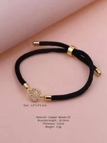 2024新款锆石水晶A-Z字母可调节编织手链，简约风格，女士珠宝礼品