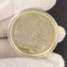 锌合金材质纪念币 - 圣芭芭拉炮兵赞助商挑战币，1.57 英寸古金锌合金透明外壳，军事收藏祈祷币