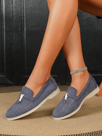 Mocasines de punta redonda planos para mujer, nueva llegada primavera/verano 2025, burdeos, estilo casual slip-on con suela blanda tipo Oxford para trabajo, tallas grandes 41-43