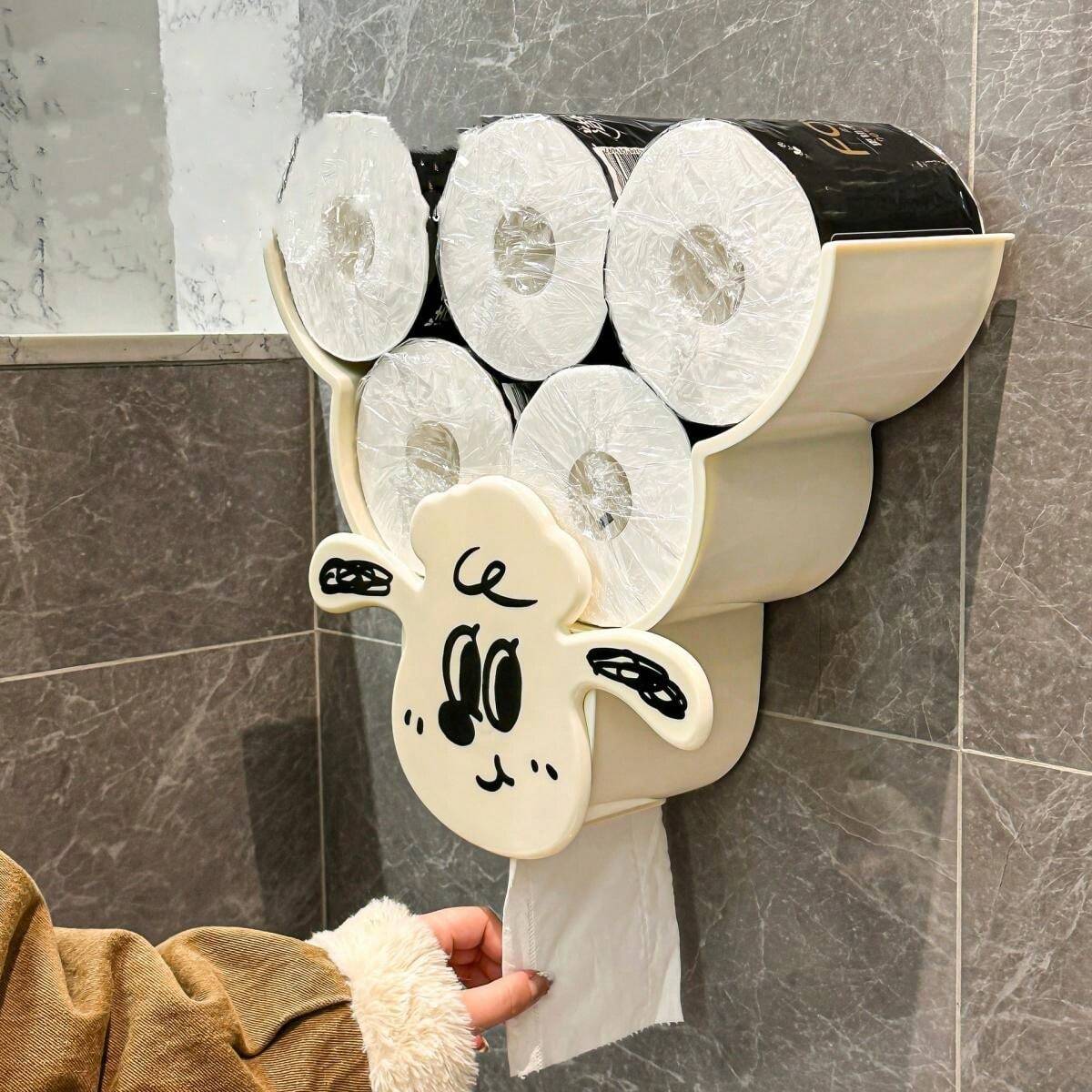 1pc Large Capacity Bathroom Paper Towel Holder Dispenser, NoDrill Wall