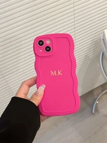 1pc Personalized Wavy Creative Phone Case, Customizable Letter Name Design, Minimalist Chic Couples Phone Case Soft Cover For IPhone 16 15 14 Pro Max 13 12 11 Plus, Suitable For Valentine's Day, Birthday, Holiday Gifts For Him/Her, Anniversary Wedding Gifts For Parents (TPU, Foil Stamping)