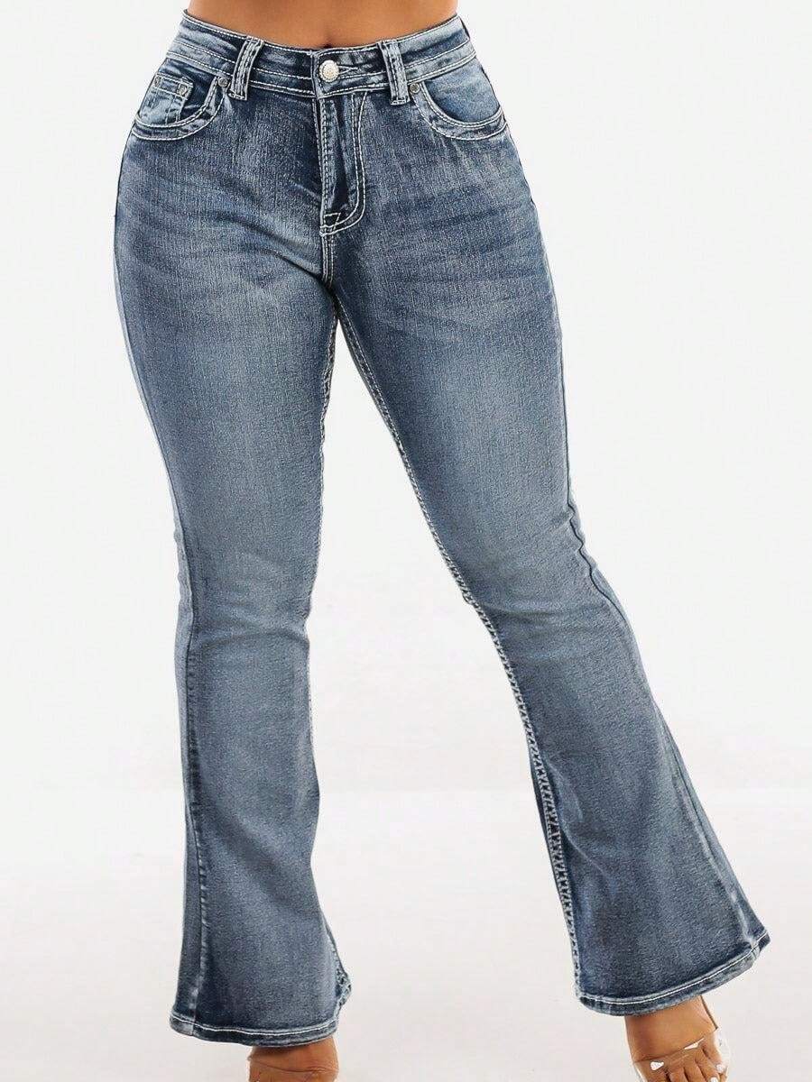 Moda Xpress High Waist Flared Bootcut Jeans W Back Pocket Design
