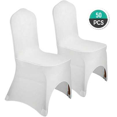 50Pcs White Stretch Spandex Folding Chair Covers, Universal Fitted Chair Cover, Removable Washable Protective Slipcovers, For Wedding, Holiday, Banquet, Party, Celebration, Dining, Christmas Decor