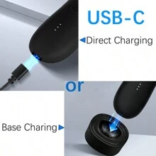 Máy tỉa lông vùng bẹn, máy tỉa lông toàn thân điện cho nam, máy tỉa lông ướt và khô để chăm sóc vùng kín/cơ thể/bẹn với lưỡi dao bằng gốm, đèn LED, đế sạc - màu đen - Xem 9