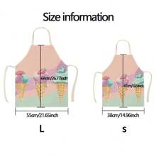 1pc Ice Cream Pattern Linen Apron, Creative & Fashion Print Household Cleaning Apron, Waterproof & Oil-Proof Easy Cleaning Cooking Baking Apron, Creative Home Apron, Work Uniform