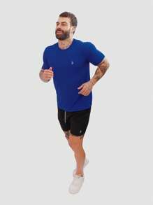 Men's Dry Short Sleeve Gym Training T-Shirt - Xanh đậm - Xem 2