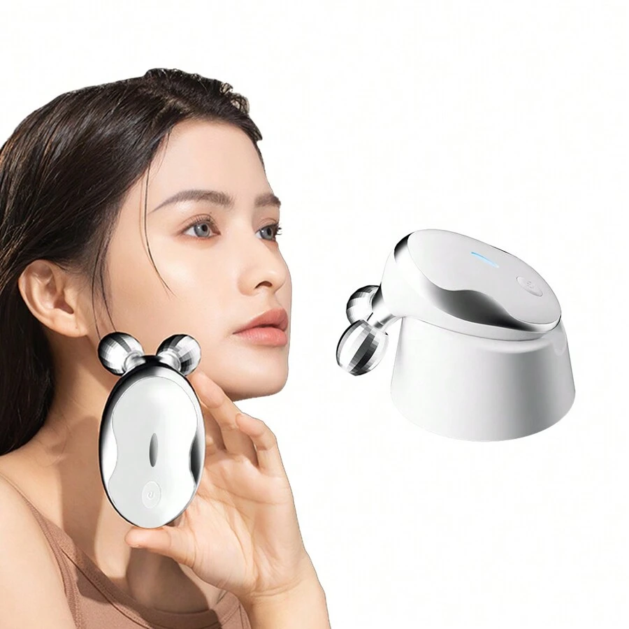 Con lăn massage mặt 2 trong 1, con lăn massage mặt cằm đôi, 5 mức cường độ, máy massage cầm tay có thể sạc lại - Quà tặng Giáng sinh cho gia đình và bạn bè - Nhiều màu - Xem 1