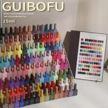 Set de 7 piezas de esmalte de uñas de gel con acabado brillante otoñal, semi-permanente, con purpurina y lentejuelas. Kit de esmalte de uñas con efecto remojo UV para manicura y diseño de uñas, un frasco de 15ml de unicolor - Multicolor - Ver 2