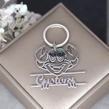1 件可爱龙虾钥匙扣定制雕刻不锈钢钥匙扣个性化名字英文字母钥匙圈适用于汽车钥匙，个性化字母可爱卡通动物大象，定制字母钥匙链，时尚吊坠男女皆宜
