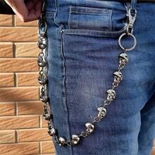 55cm Men's Waist Key Chain Body Chain Retro Skull Metal Hip Hop Gothic Punk Skull Pants Jeans Bike Cycling Wallet Keychain