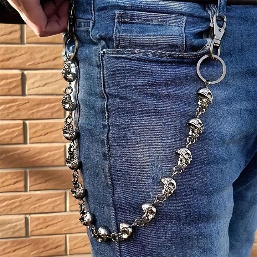 55cm Men's Waist Key Chain Body Chain Retro Skull Metal Hip Hop Gothic Punk Skull Pants Jeans Bike Cycling Wallet Keychain