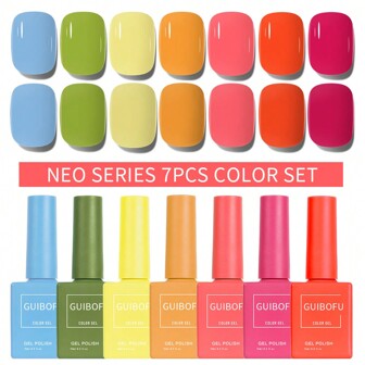 7Pcs/Set Gel Nail Polish Set Fall Shine Finish Semi Permanent Glitter Sequins Nail Polish Set Kit Soak Off Uv Varnish Nail Art For Manicure Nail Design Solid Color One Bottle 15ml