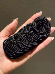 100pcs Black Nylon Hair Ties, Thin Hair Ties, Cute For Women, Hair Accessories Ponytail Holders Hair Elastics Hair Rubber Bands Scrunchies Hair Rope Elastic Hair Tie, Hair Bobbles