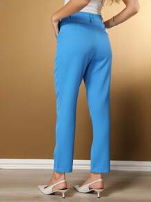Women's Pants/Tailored Pants/Basic Pants/Elegant Pants/Skinny Pants/Blogger Pants/Fashion Pants - 中等水洗藍 - 查看 6