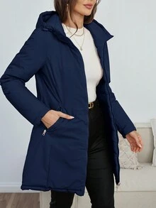 Risissida Fashionable Women's Mid-Length Hooded Jacket With Double-Sided Design-Suitable For Everyday Wear And Commuting, A Comfortable Autumn Item With Pockets