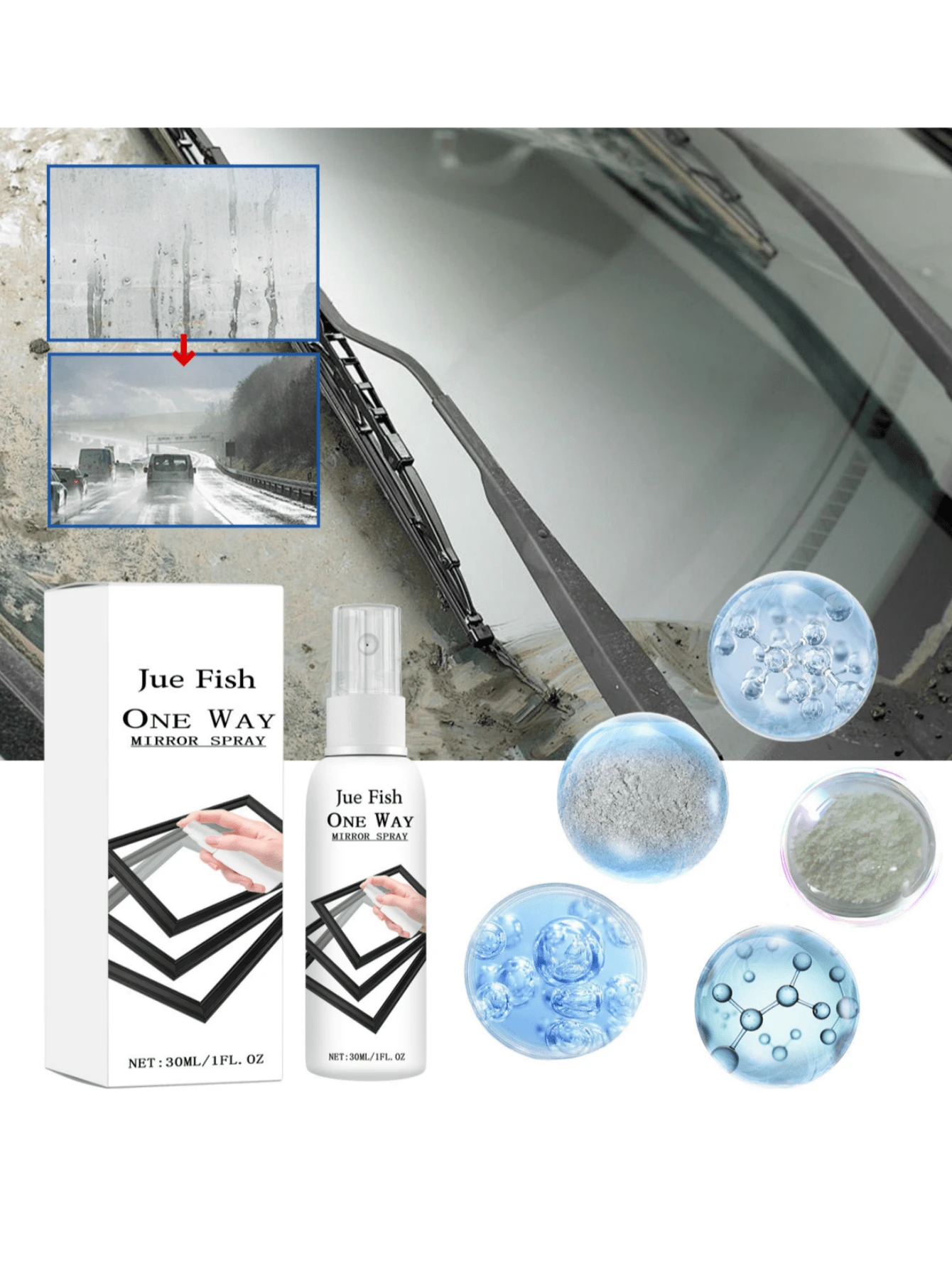 OneWay Mirror Spray Window Glass Mirror Cleaning Home Bathroom Toilet