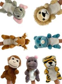 Muñecos de peluche con forma de dedos de León, Tigre, Elefante, Jirafa y Cabra, títeres de animales del bosque para espectáculos